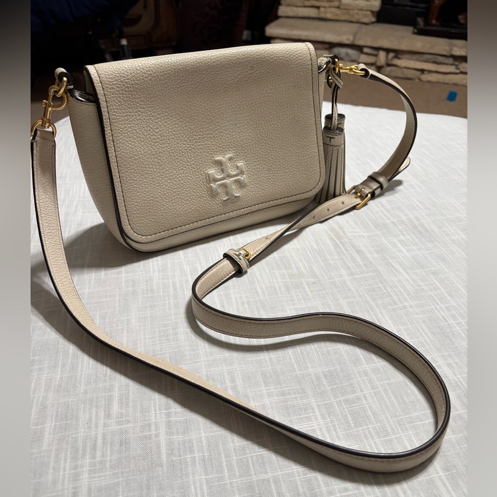 Tory Burch Beige Leather Crossbody Bag